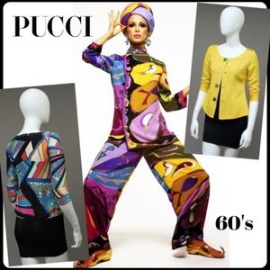 VINTAGE EMILIO PUCCI ABSTRACT LUCITE GEOMETRIC BUTTONS SPRING JACKET